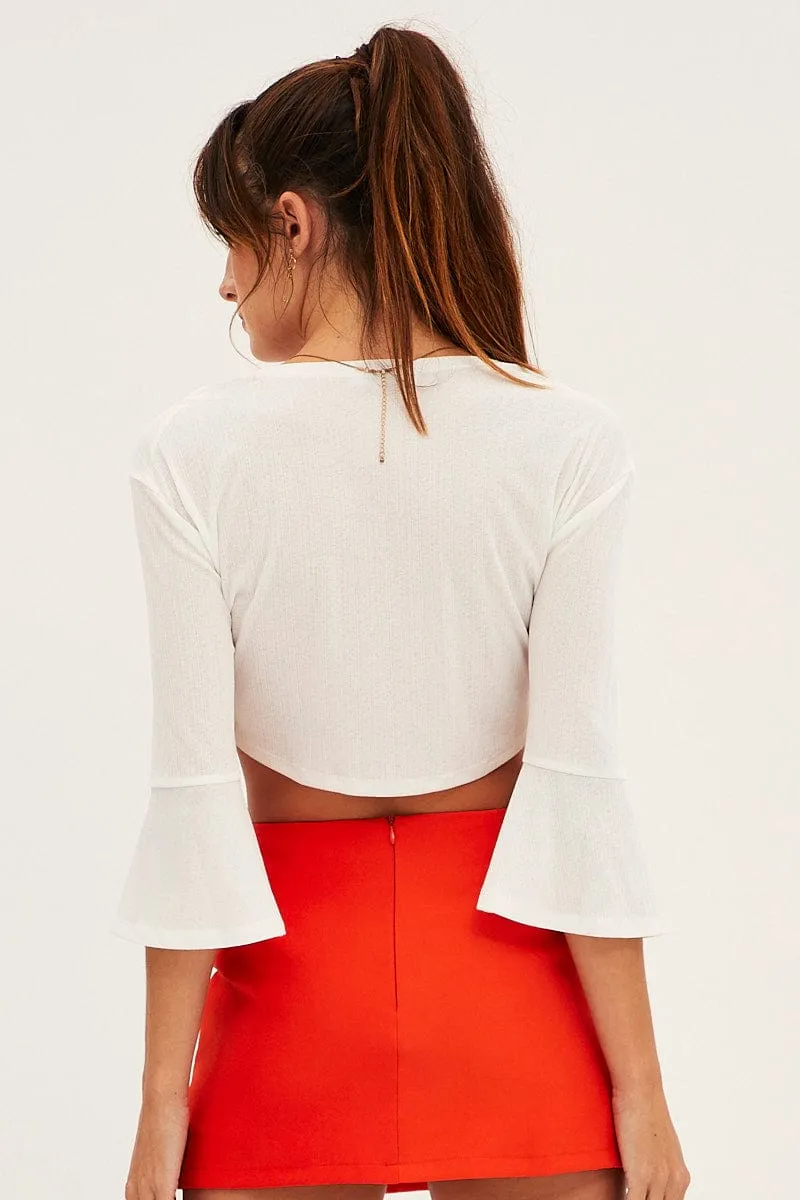White Crop Cardigan Tie Up sold by Ally Fashion product image thumbnail 5