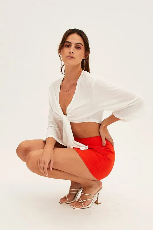 White Crop Cardigan Tie Up sold by Ally Fashion