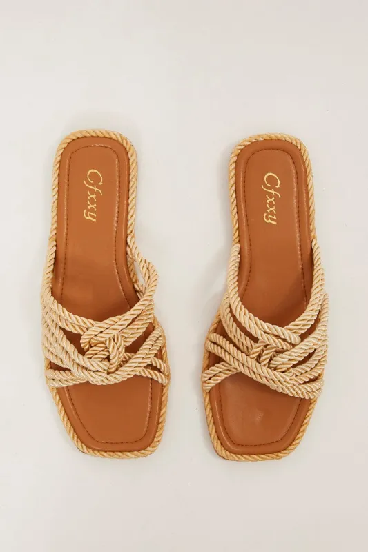 Brown Flat Rope Sandals Slipper sold by Ally Fashion