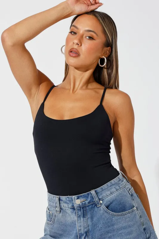 Black Singlet Bodysuit sold by Ally Fashion