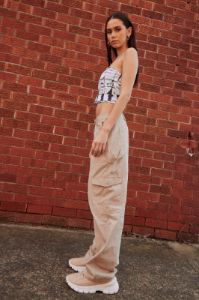 Beige Cargo Pant Mid Rise sold by Ally Fashion
