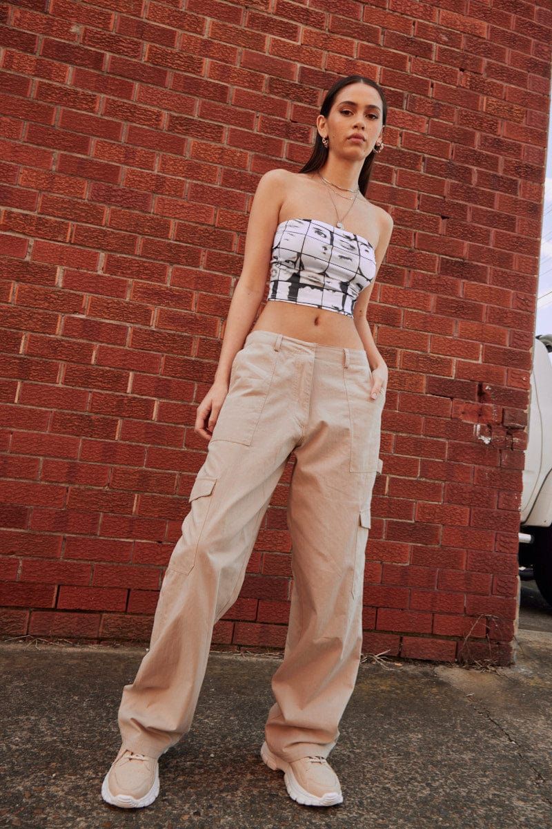 Beige Cargo Pant Mid Rise sold by Ally Fashion