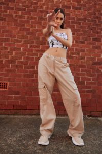 Beige Cargo Pant Mid Rise sold by Ally Fashion