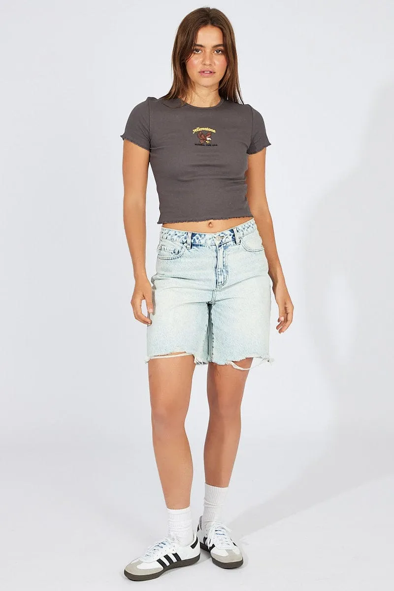 Grey Graphic Tee Short Sleeve sold by Ally Fashion product image thumbnail 2
