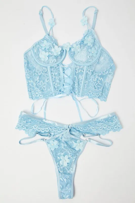 Blue Lace Lingerie Set sold by Ally Fashion