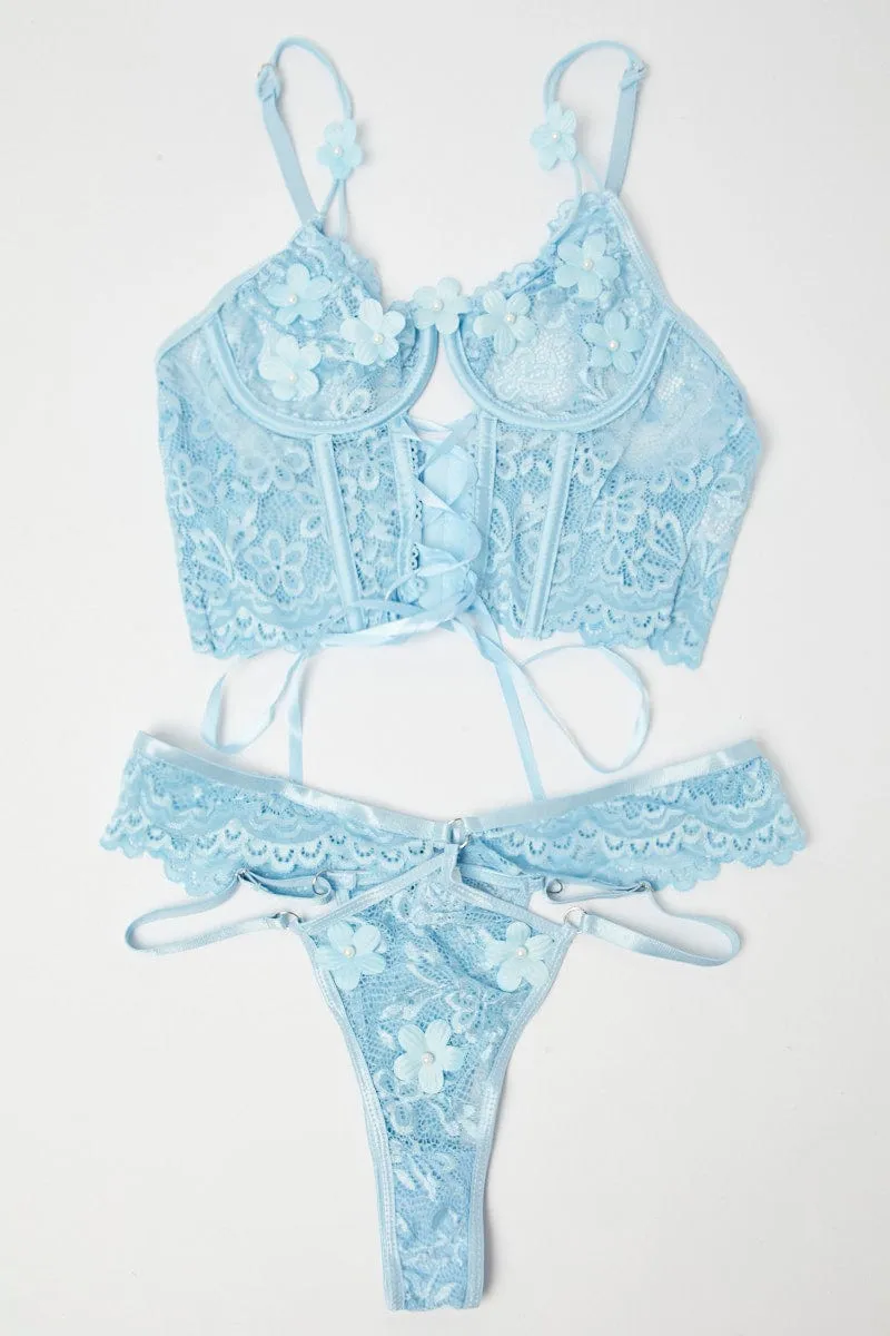 Blue Lace Lingerie Set sold by Ally Fashion