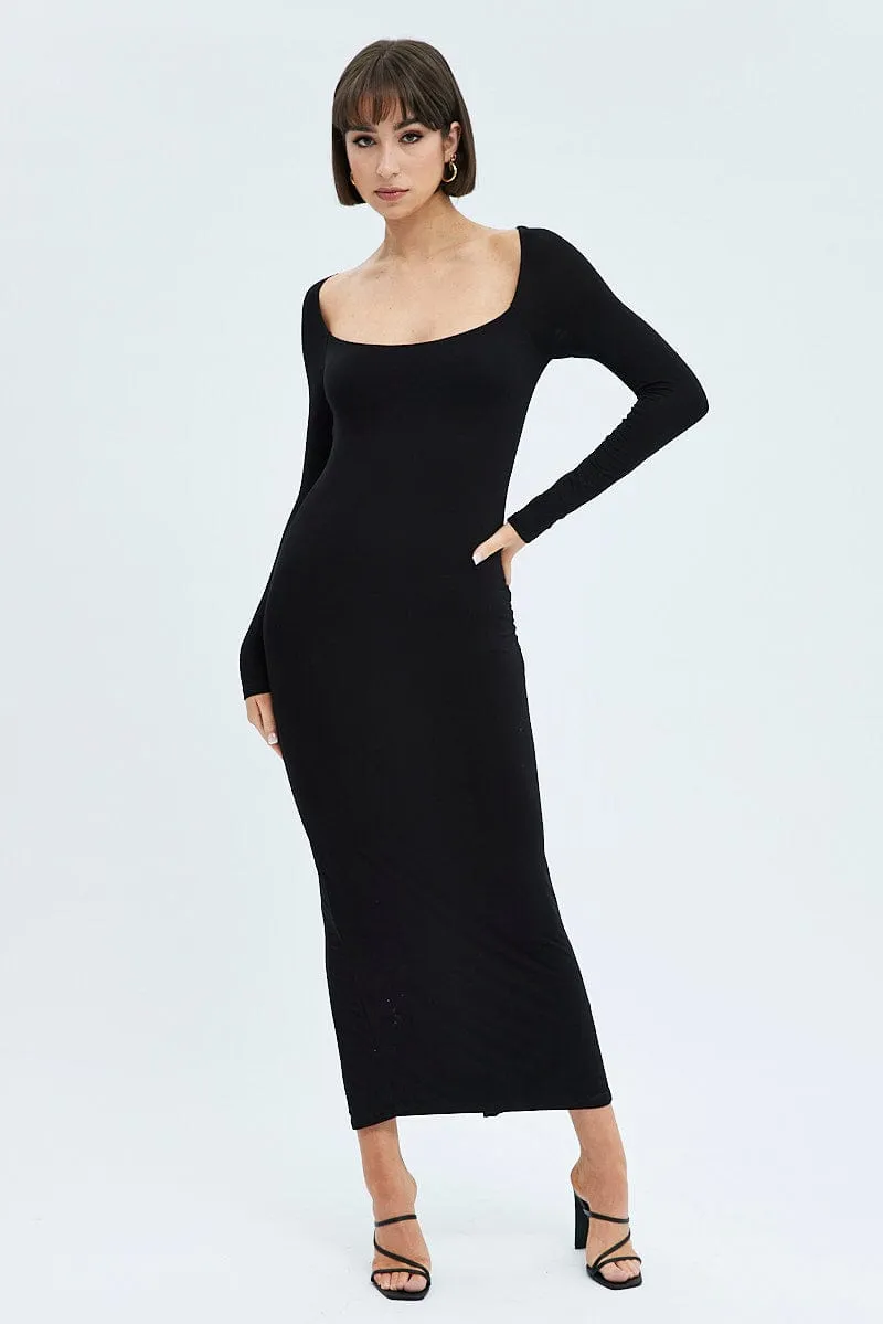 Black Maxi Dress Long Sleeve Bodycon sold by Ally Fashion