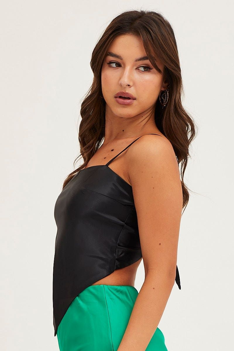 Black Scarf Top Sleeveless Tie Back sold by Ally Fashion product image thumbnail 4