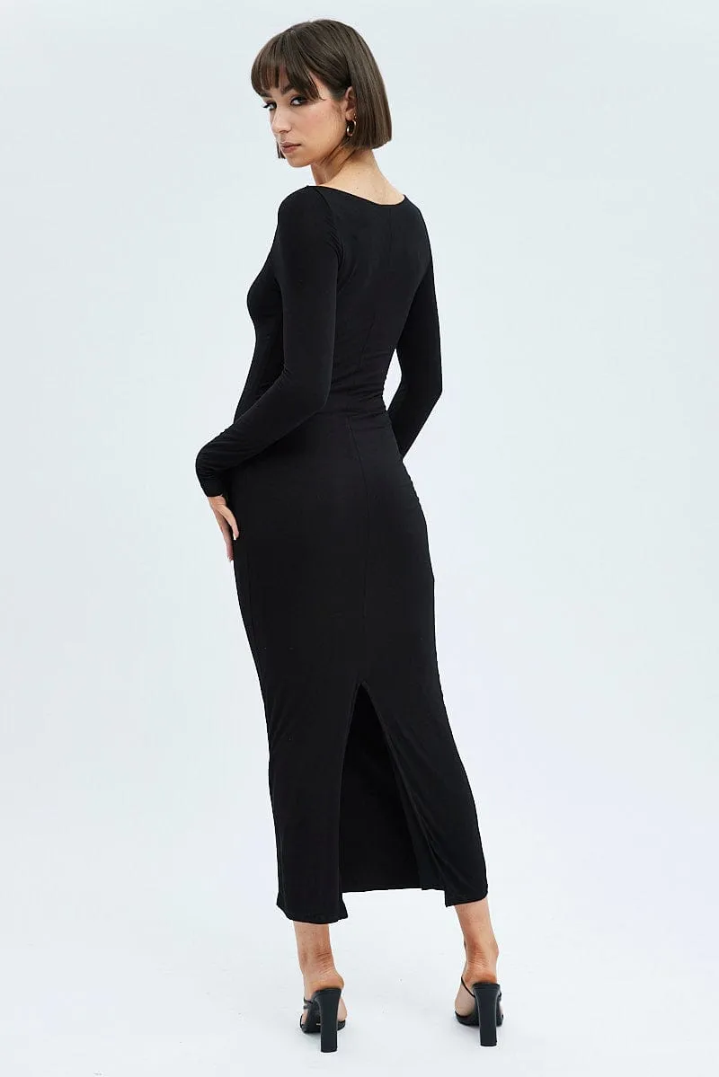 Black Maxi Dress Long Sleeve Bodycon sold by Ally Fashion product image thumbnail 5