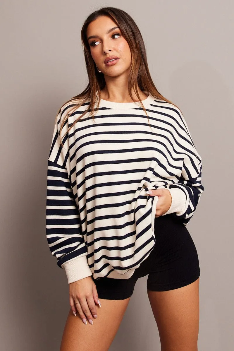 Beige Stripe Sweater Long Sleeve sold by Ally Fashion product image thumbnail 3