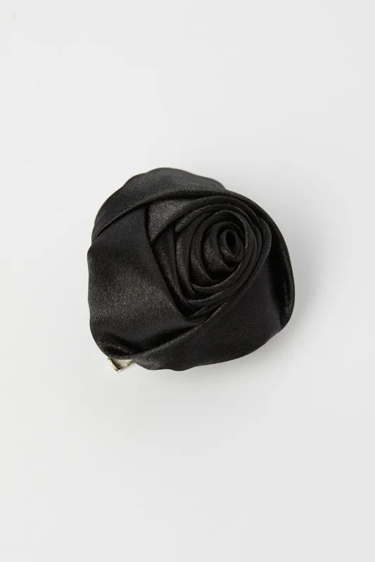 Black Flower Corsage Rosette Pin On Brooch sold by Ally Fashion