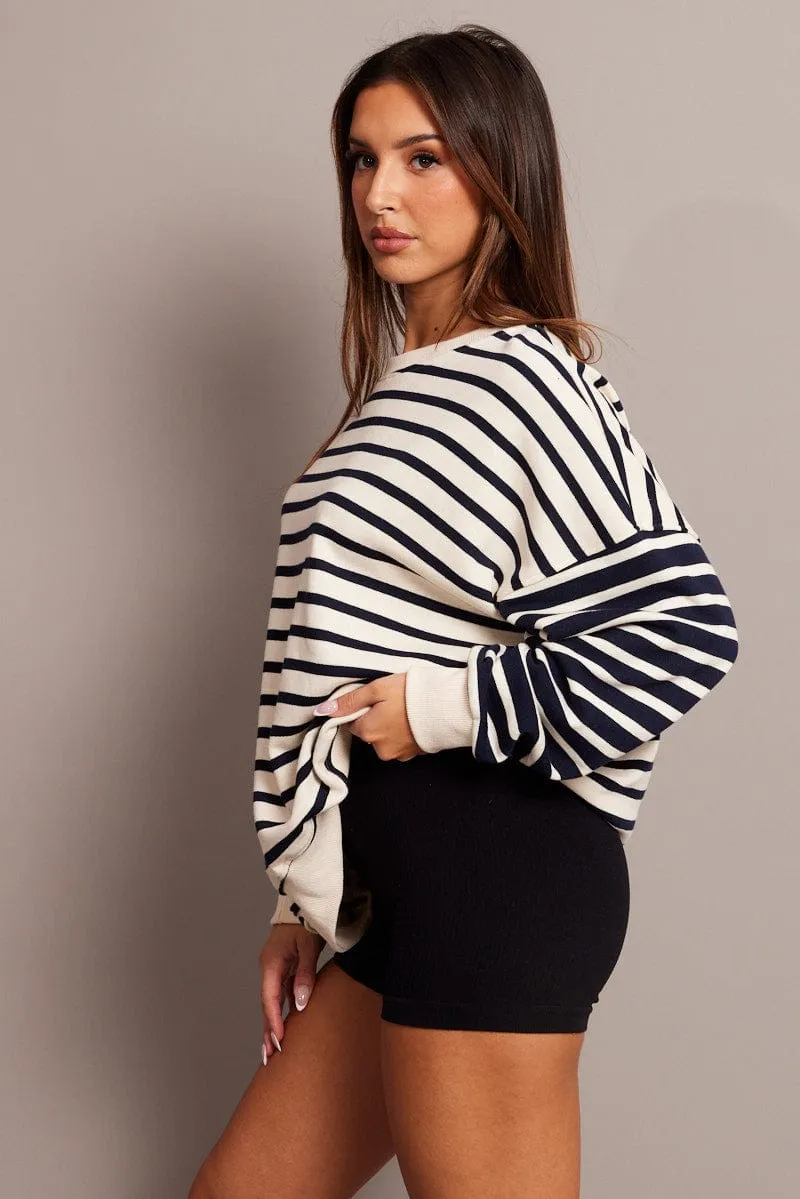 Beige Stripe Sweater Long Sleeve sold by Ally Fashion product image thumbnail 4