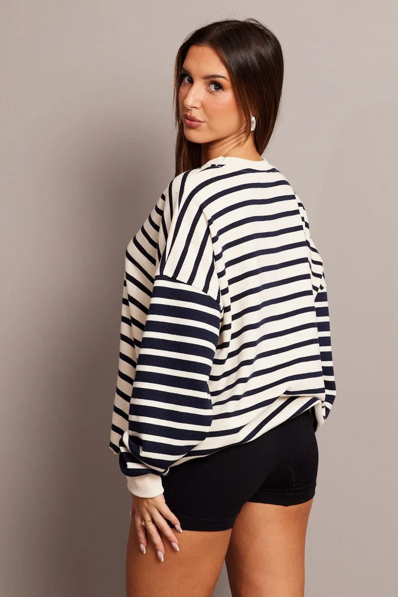 Beige Stripe Sweater Long Sleeve sold by Ally Fashion product image thumbnail 5