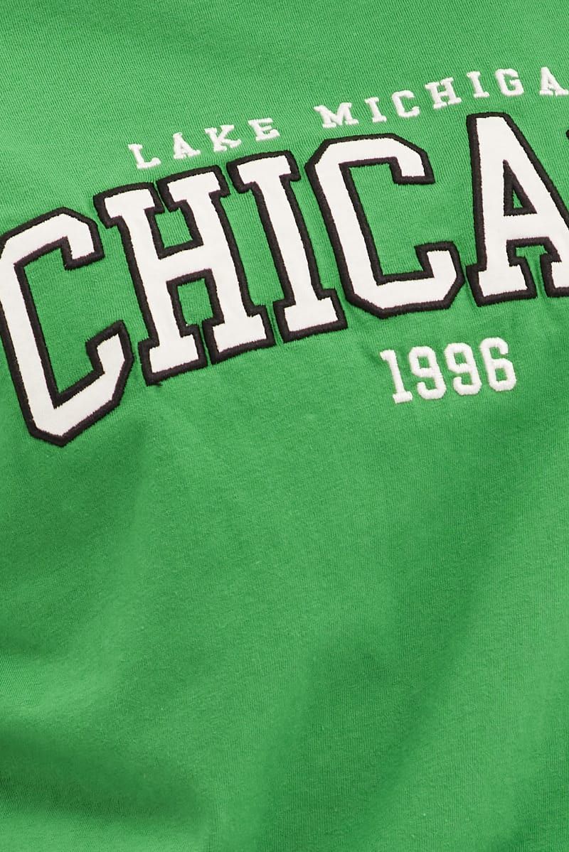 Green Embroidered T-Shirt Short Sleeve Chicago Oversized sold by Ally Fashion product image thumbnail 6