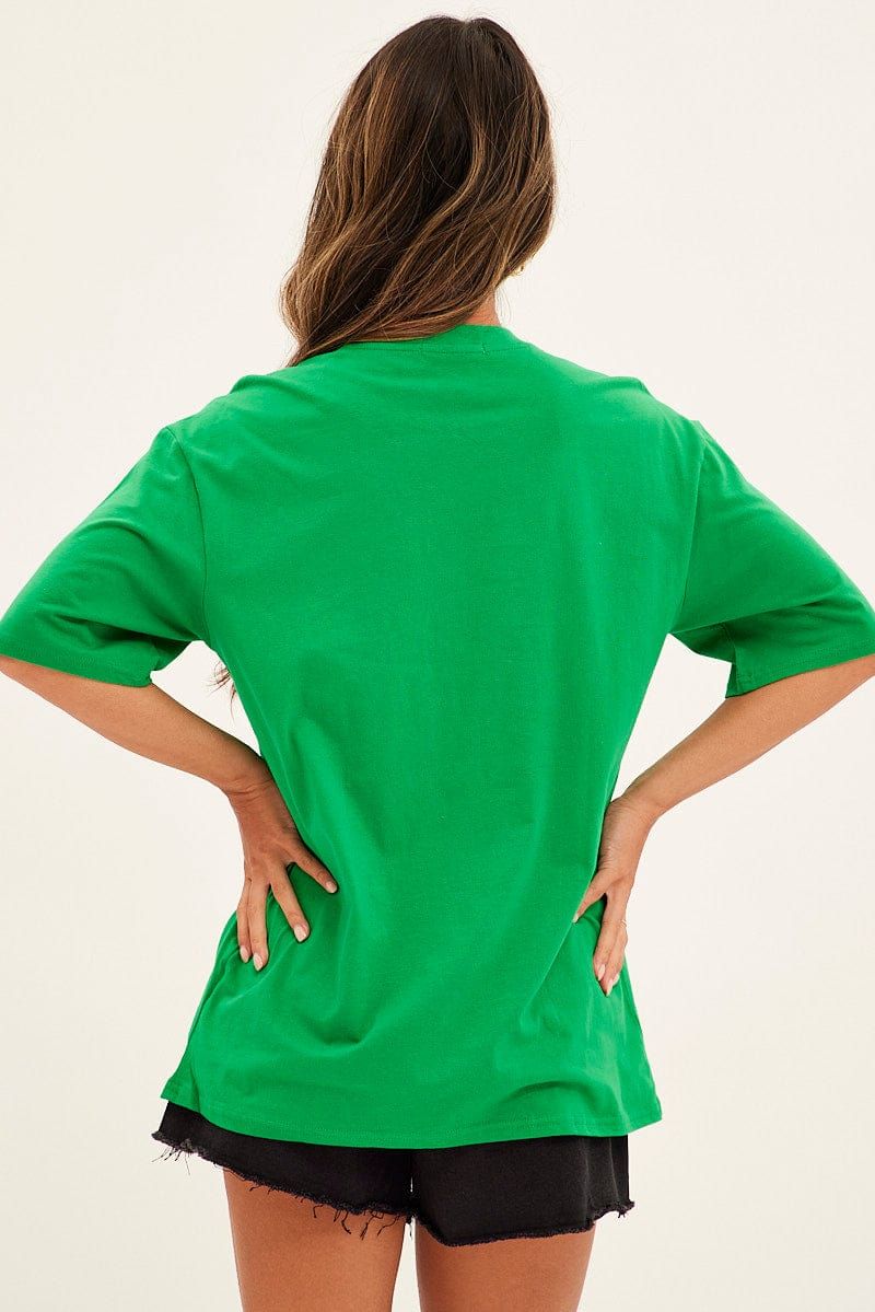 Green Embroidered T-Shirt Short Sleeve Chicago Oversized sold by Ally Fashion product image thumbnail 5