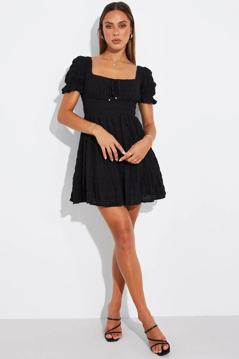 Black Fit And Flare Dress Puff Sleeve sold by Ally Fashion product image thumbnail 2