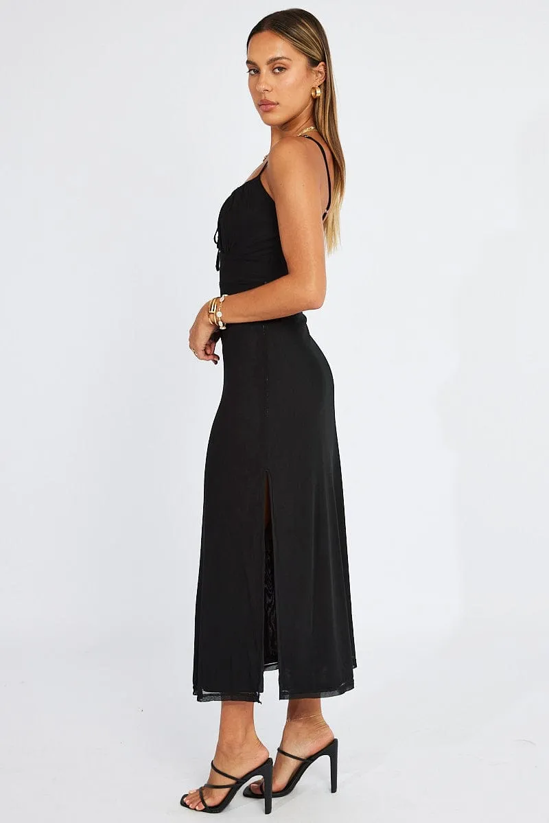 Black Midi Dress Gathered Bust Strappy Mesh sold by Ally Fashion product image thumbnail 4
