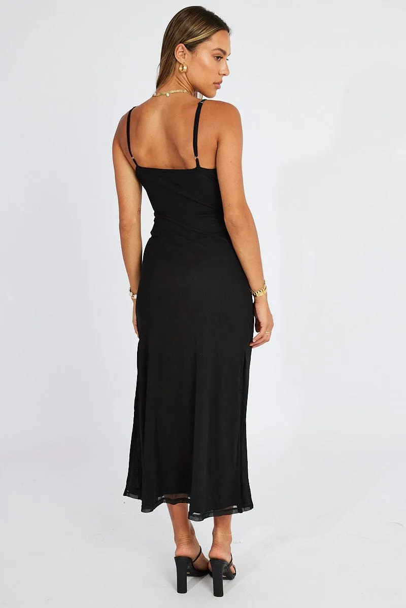 Black Midi Dress Gathered Bust Strappy Mesh sold by Ally Fashion product image thumbnail 5