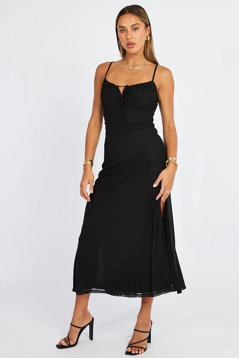 Black Midi Dress Gathered Bust Strappy Mesh sold by Ally Fashion product image thumbnail 2