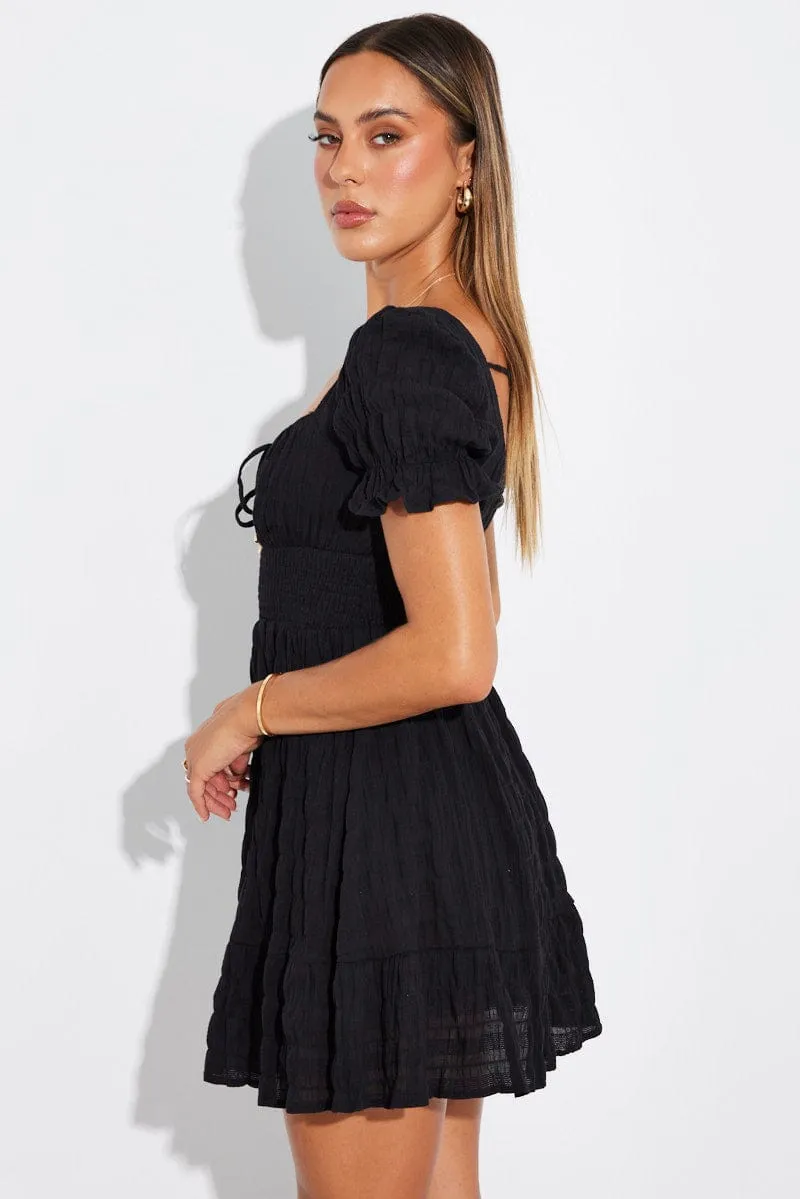 Black Fit And Flare Dress Puff Sleeve sold by Ally Fashion product image thumbnail 4