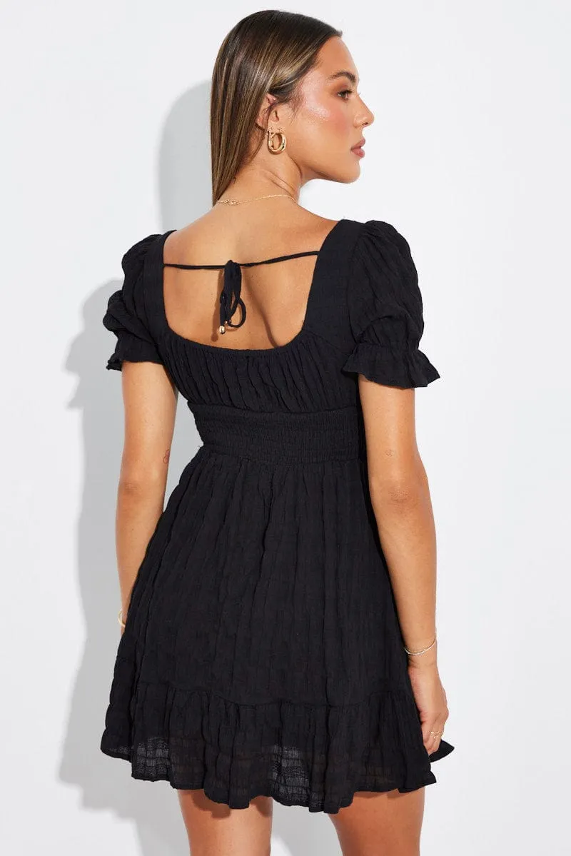 Black Fit And Flare Dress Puff Sleeve sold by Ally Fashion product image thumbnail 5