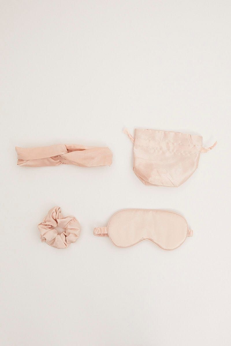 Pink Eye Cover And Hair Accessories Travel Beauty Bag sold by Ally Fashion