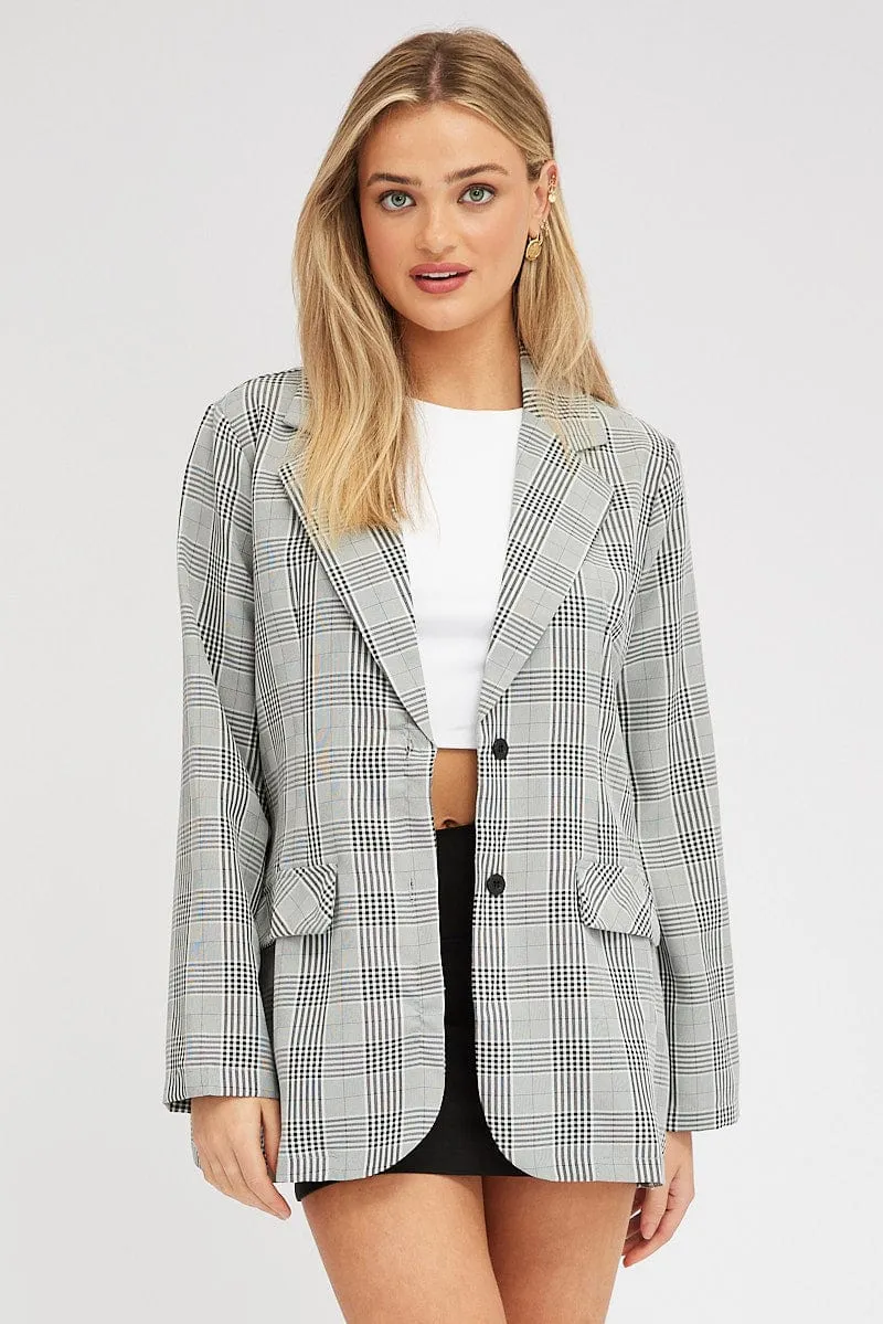 Black Check Blazer Long Sleeve sold by Ally Fashion product image thumbnail 3