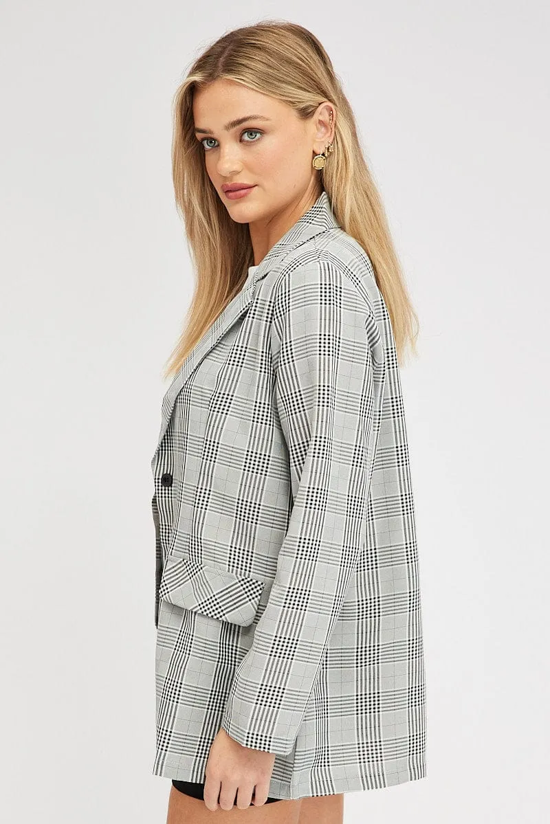 Black Check Blazer Long Sleeve sold by Ally Fashion product image thumbnail 4