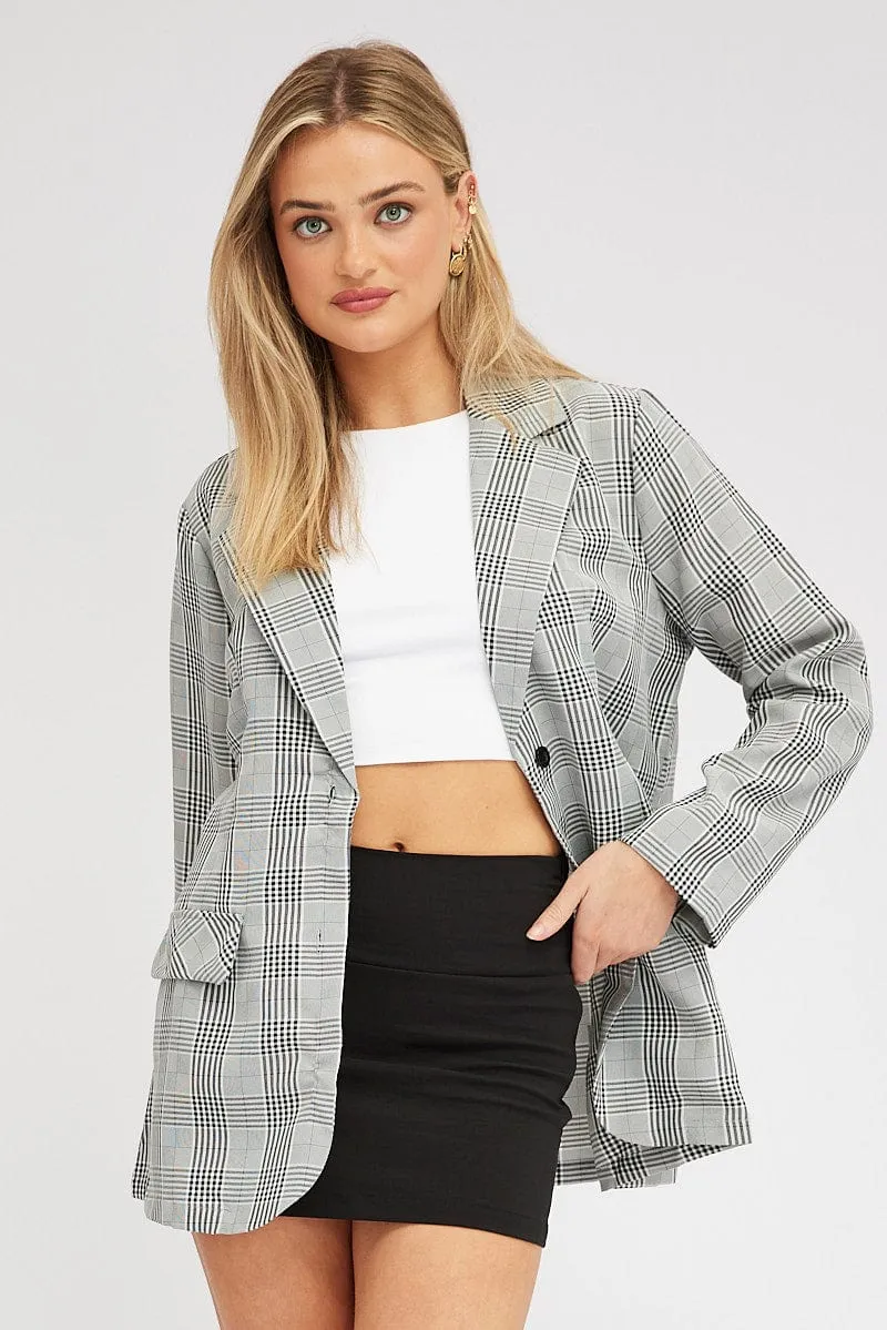 Black Check Blazer Long Sleeve sold by Ally Fashion