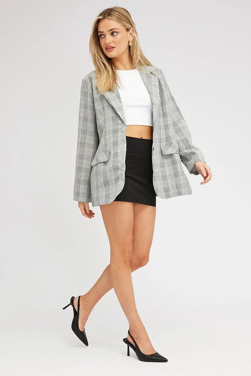 Black Check Blazer Long Sleeve sold by Ally Fashion product image thumbnail 2