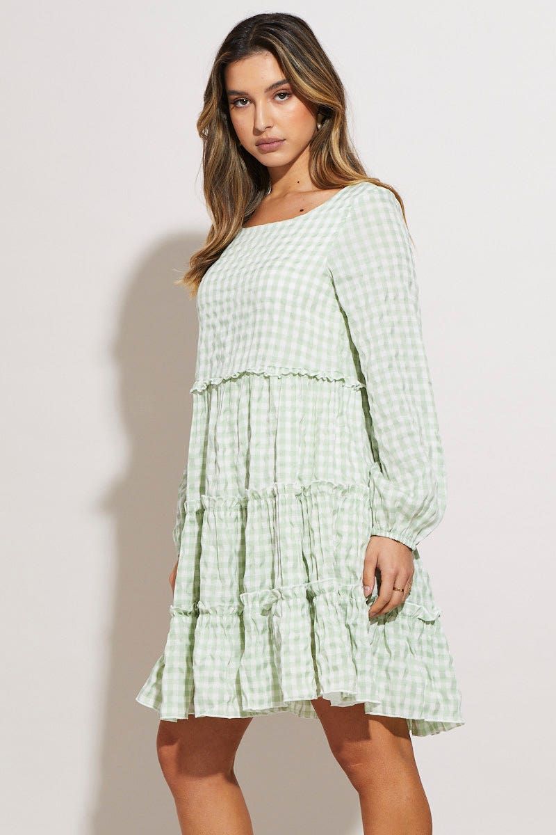 Check Mini Dress Long Sleeve sold by Ally Fashion product image thumbnail 3