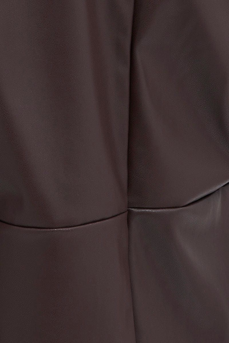 Brown Jacket Faux Leather Collared sold by Ally Fashion product image thumbnail 6