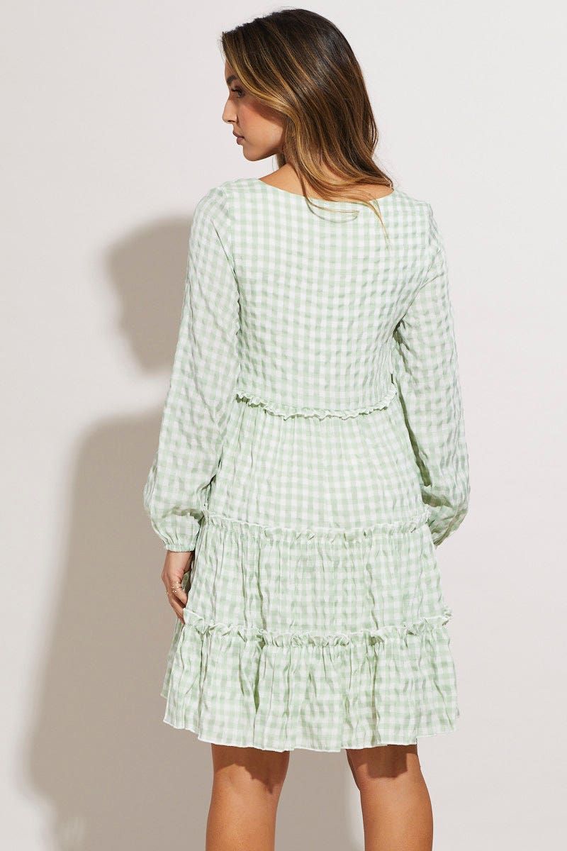 Check Mini Dress Long Sleeve sold by Ally Fashion product image thumbnail 4