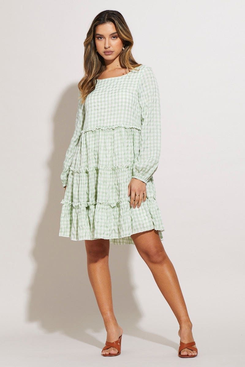 Check Mini Dress Long Sleeve sold by Ally Fashion product image thumbnail 2