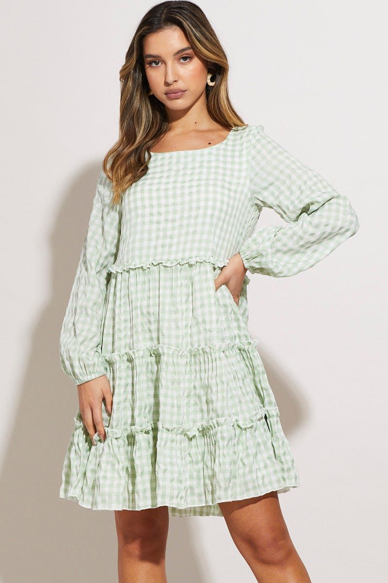 Check Mini Dress Long Sleeve sold by Ally Fashion