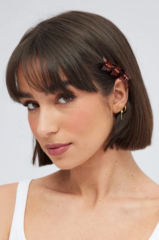 Brown Animal Print 9 Pack Mini Butterfly Claw Clips sold by Ally Fashion