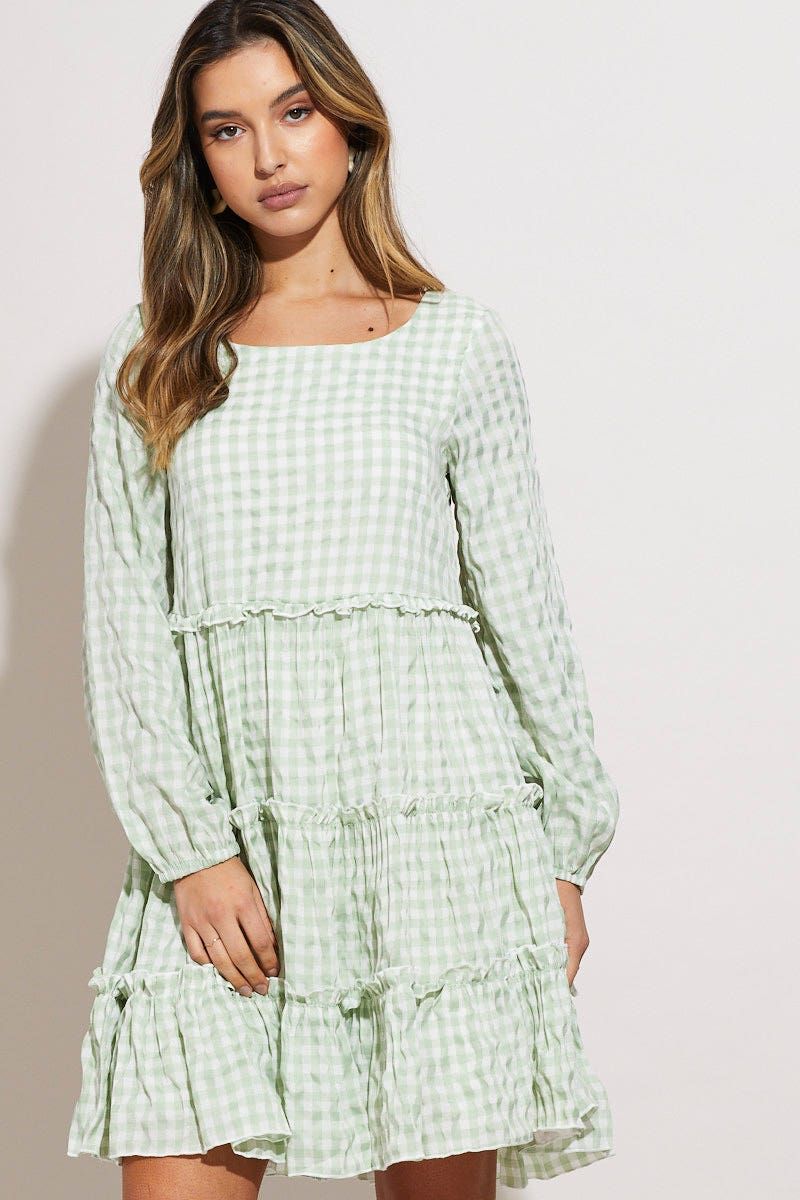 Check Mini Dress Long Sleeve sold by Ally Fashion product image thumbnail 5