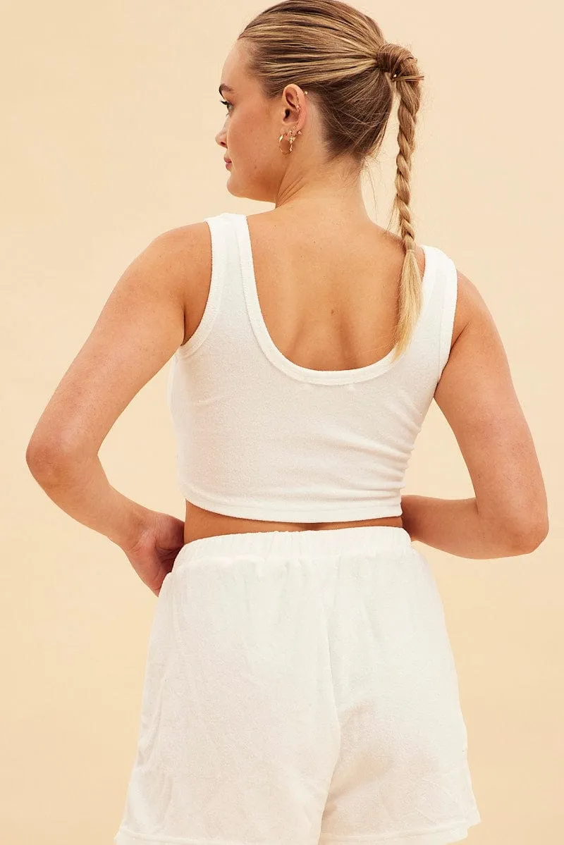 White Terry Beach Crop Tank sold by Ally Fashion product image thumbnail 5