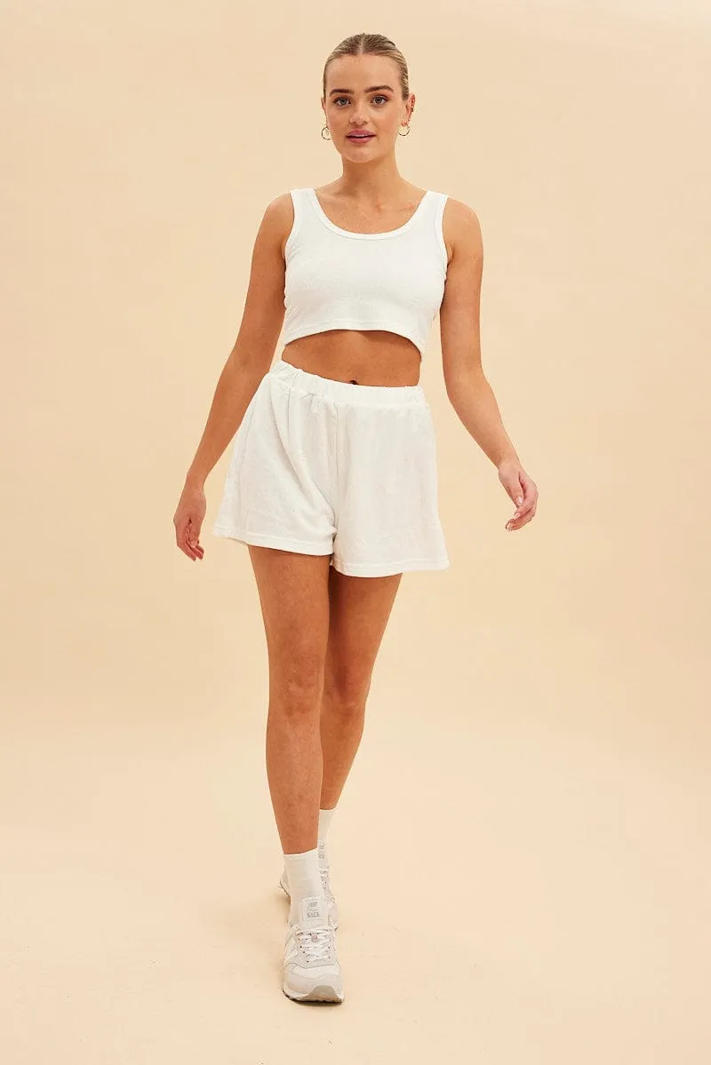 White Terry Beach Crop Tank sold by Ally Fashion product image thumbnail 2