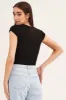 Black Bodysuit Snap Button Short Sleeve Rib sold by Ally Fashion