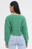 Green Knit Top Round Neck Long Sleeve Crop sold by Ally Fashion