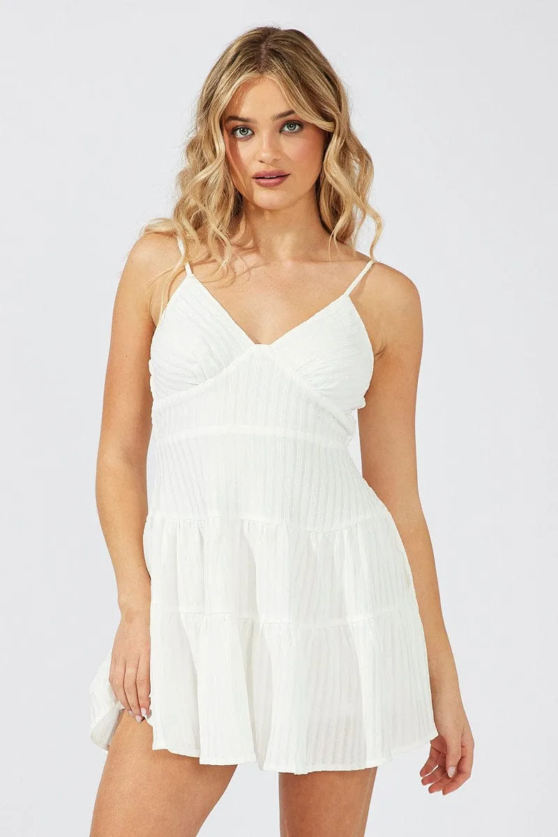 White Fit And Flare Dress Mini Textured Fabric sold by Ally Fashion product image thumbnail 3
