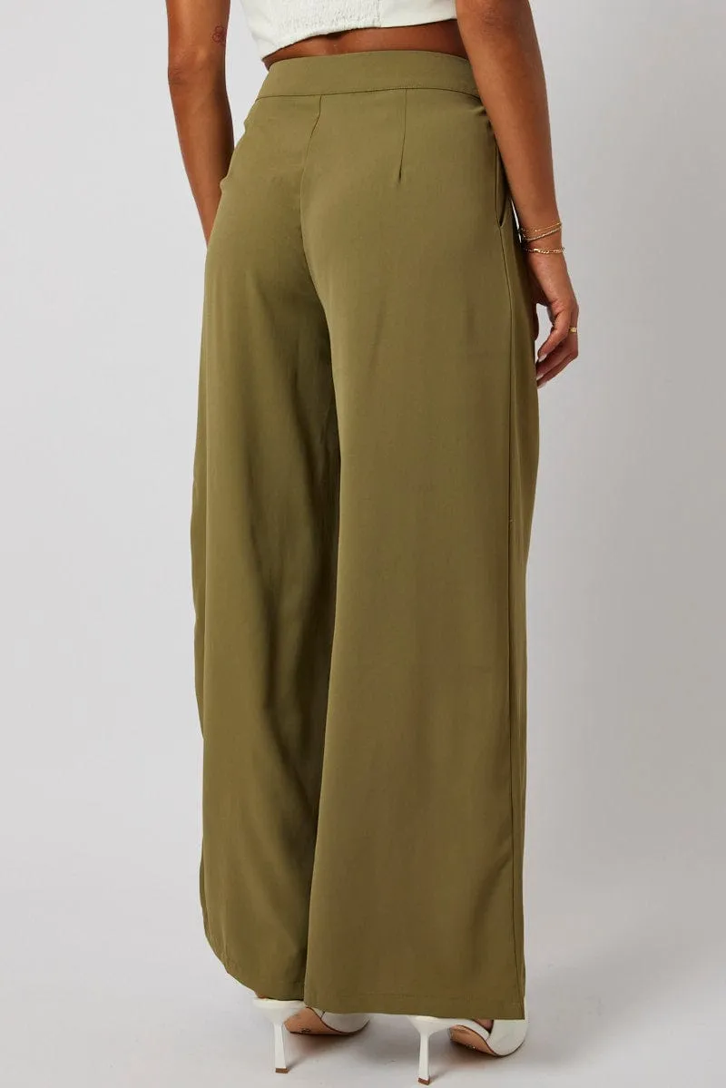 Green Wide Leg Pants High Rise sold by Ally Fashion product image thumbnail 5