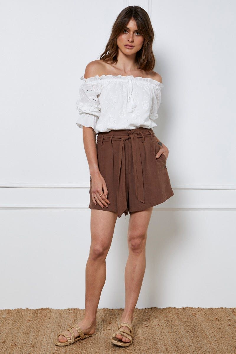 White Relaxed Top Short Sleeve Off Shoulder sold by Ally Fashion product image thumbnail 2
