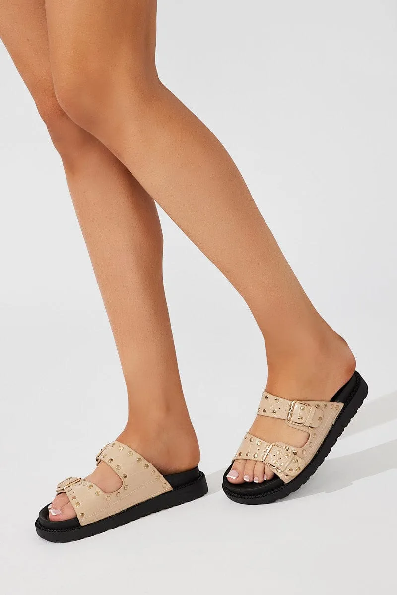 Beige Studded Flat Sandals sold by Ally Fashion