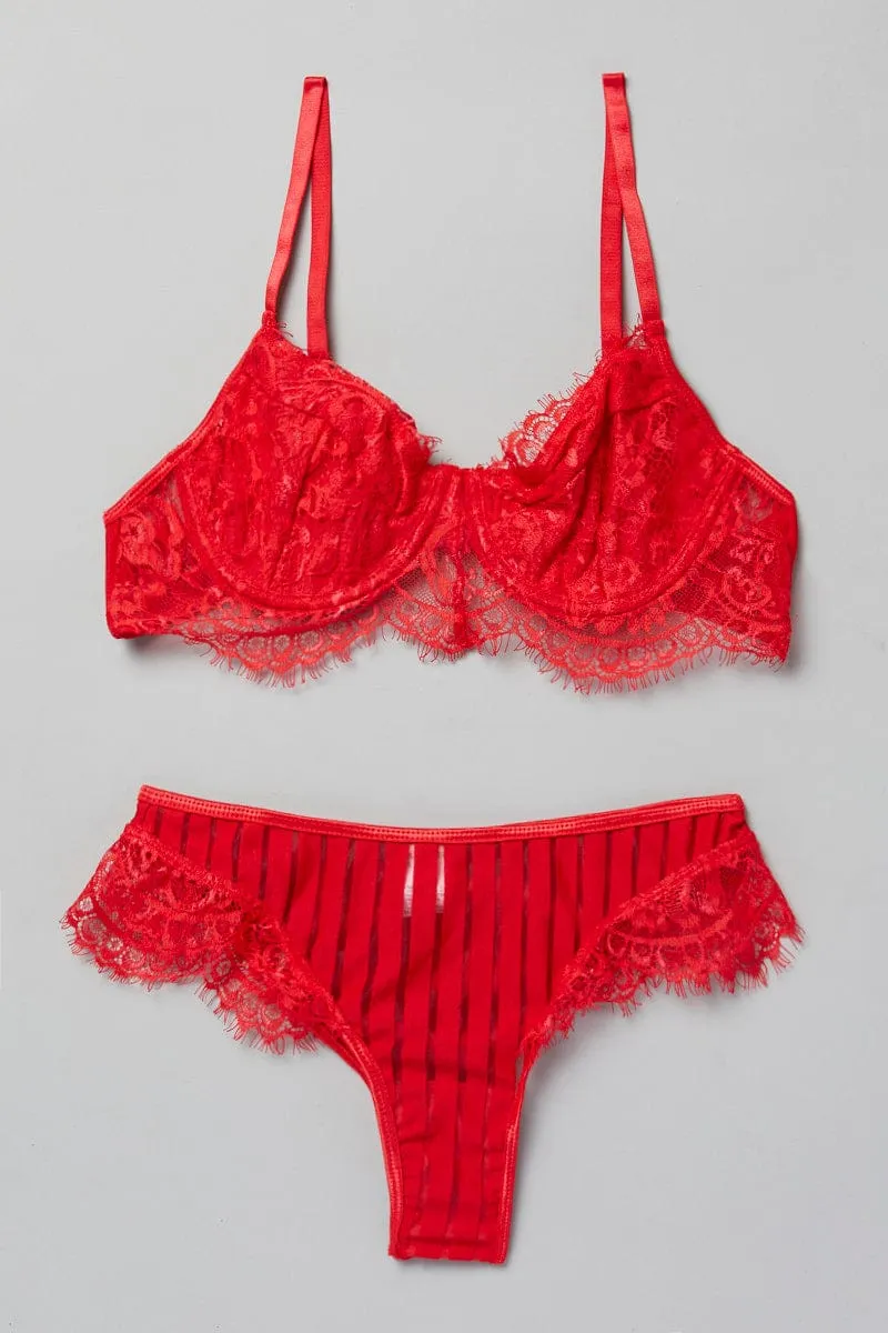 Red Lace Lingerie Set sold by Ally Fashion