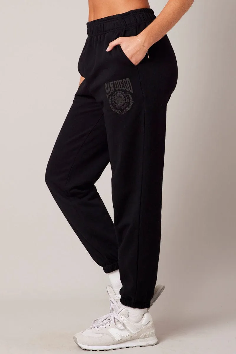 Black Track Pants High Rise sold by Ally Fashion product image thumbnail 4