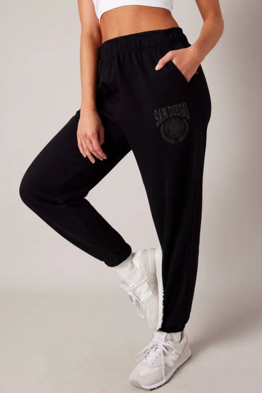Black Track Pants High Rise sold by Ally Fashion