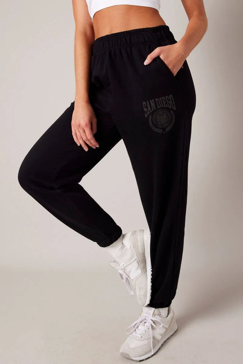 Black Track Pants High Rise sold by Ally Fashion