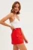 Red Mini Skirt Cargo Cotton Blend sold by Ally Fashion